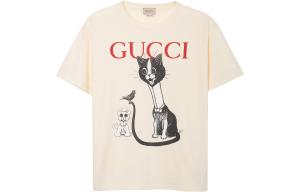 Футболка детская Gucci с рисунком, кремовый / черный / белый