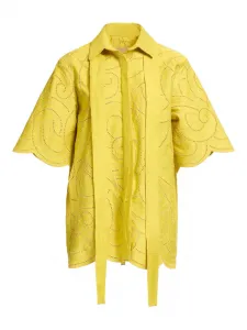 Рубашка с вышивкой в виде завитков Elie Saab, желтый