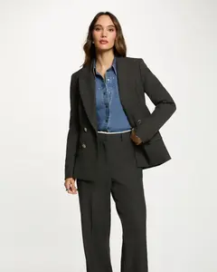 Женский прямой пиджак с микроузором в клетку Morgan, серый