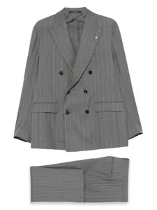 Двубортный полосатый костюм Tagliatore, серый