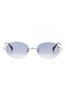 Cartier Eyewear солнцезащитные очки в безободковой оправе, серебряный