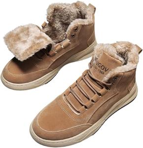 Зимние мужские ботинки с высоким голенищем, повседневные, утепленные мехом, стильная обувь для холодной погоды, удобные для походов и активного отдыха Qacksv, коричневый