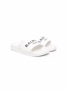 Шлепанцы с логотипом Balmain Kids, белый