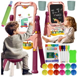 Двусторонняя магнитная доска с мелом и аксессуарами — розовая Z745R elektrostator