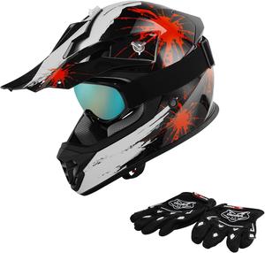 Шлем детский SLMOTO Fireworks для мотокросса, красный / белый