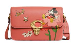 Дисней Коллаборация Студия Кожаная Сумка Через Плечо на Одно Плечо Застёжка Средний Размер Женская Кораллово-Красный COACH