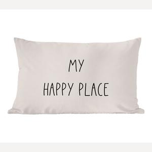 Декоративная подушка MuchoWow Диванная подушка Декоративная подушка для гостиной 60 x 40 см Текст - Цитаты - Мое счастливое место - Счастье - Чехлы на подушки - Декоративные чехлы на подушки - Декоративные чехлы на подушки