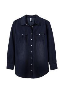 Джинсовая блузка с планкой на пуговицах и нагрудными карманами Sheego, цвет Dark Blue Denim