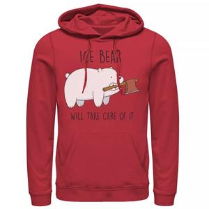 Мужская толстовка с капюшоном с топором Cartoon Network Bare Bears Ice Bear Take Care Of It Licensed Character, красный