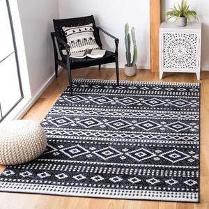 Ковер SAFAVIEH, 122 x 183 см, Adirondack Collection, Dark Grey & Ivory, дизайн Boho Tribal, не линяет и прост в уходе, идеален для помещений с высокой проходимостью: прихожая, гостиная, спальня (ADR277H)