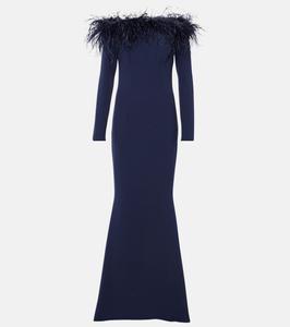 Платье starlana с открытыми плечами и отделкой перьями Safiyaa, синий