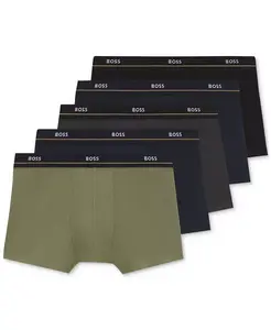 Мужские базовые трусы 5 шт с логотипом на поясе Hugo Boss, мультиколор