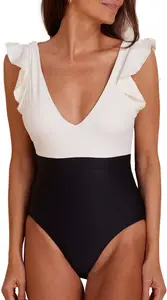 Женский купальник Summersalt с оборками и сальто сзади, цвет Sea Urchin/White Sand