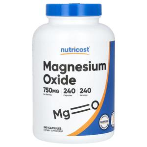 Оксид магния, 750 мг, 240 капсул Nutricost