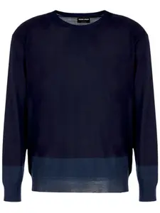 Полосатый джемпер с круглым вырезом GIORGIO ARMANI, синий