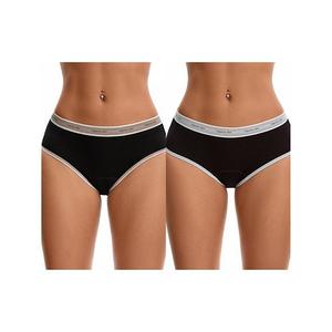 2 пачки женских трусиков с контрастной окантовкой и принтом, mid rise, leak proof Inspire Chic, Light Blue Beige