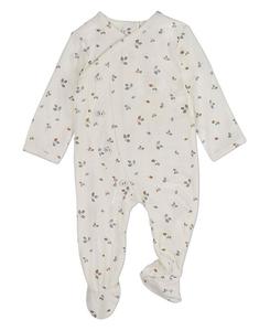 Детский комбинезон для мальчиков "Голубая листва" с перекрестным воротником и ножками MeMoi, Blue frost