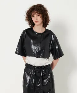 Укороченный топ из полиэстерового атласа 6(Roku), цвет Black