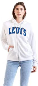 Женская свободная толстовка с капюшоном на молнии Levi's с графическим принтом, Levi'S Across Zip White