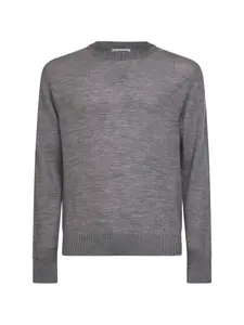 Свитер с вышитым монограммой и круглым вырезом Jil Sander, серый