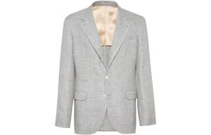 Однобортный приталенный блейзер Brunello Cucinelli, серый