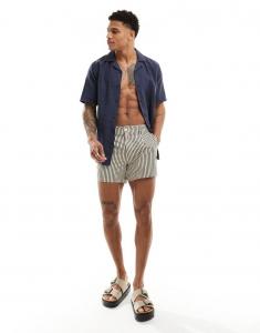 Темно-синяя рубашка из льняного микса ONLY с воротником-стойкой