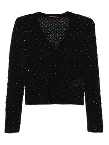 Кардиган с украшениями и V-образным вырезом MAX MARA, черный