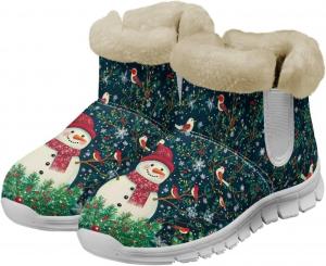 Женские рождественские зимние сапоги с уютным теплым плюшевым флисовым подкладом, дышащие, противоскользящие, для улицы, размер США 6-12 Fuxowvby, Christmas Snowmen