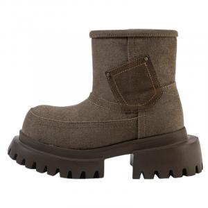 Теплые, износостойкие, амортизирующие, увеличивающие высоту, нескользящие, короткие зимние ботинки для женщин Wonderful couple, Coffee