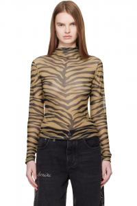 Amiri Футболка с длинными рукавами и принтом под зебру бежевого цвета