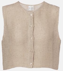 Топ из льняной ткани со стразами Stella Leset, Dune