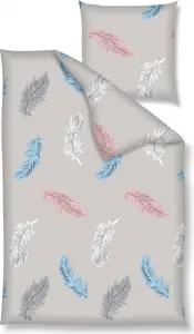 Постельное белье Dream Castle Renforcé - Разноцветные перья на светло-сером фоне 200 x 200 см. Разноцветные перья на светло-сером фоне. Traumschloss