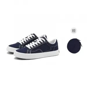 MINISO Унисекс низкие скейтерские кроссовки с защитой от истирания, сбалансированные, легкие и дышащие, темно-синие [бесплатные темно-синие шнурки]