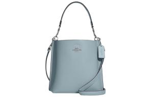 COACH Кожаная сумка-ведро Mollie, женская наплечная сумка, кросс-боди светло-голубого цвета