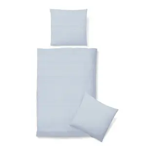 Постельное белье Biberna «Роми», тонкие полоски, однотонное, устойчивое к кипячению, светло-голубой