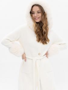 Passioni Межсезонное пальто 'Knielanger Mantel mit Kapuze' в цвете Ecru