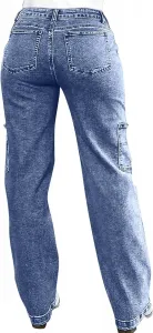 Женские карго джинсы с широкими штанинами и карманами