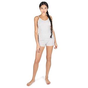 Женский топ из 100% хлопка с риб-вязкой pointelle Memoi, Gray Heather