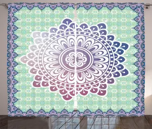 Штора ABAKUHAUS в этническом деревенском стиле, с цветочным рисунком в форме лепестков, натуральная, универсальная, для гостиной, с петлями и крючками, 280 x 245 см, фиолетовая Abakuhaus