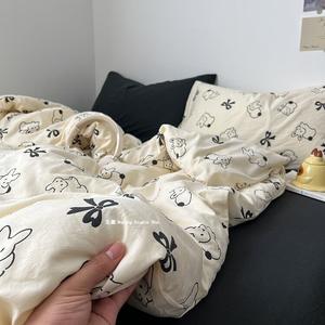 Muji Комплект постельного белья из 4 предметов (простыня 150 см, пододеяльник 180х220 см), хлопок, категория А, цвет Butterfly Bow Little Rabbit