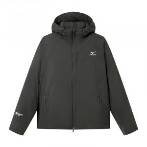 Пуховая куртка унисекс, с капюшоном, средней высоты, парка Mizuno, темный серый