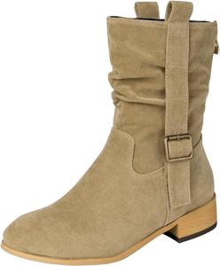 Ботильоны DINTAHA из искусственной замши с широким низким каблуком, осенние свободные ботинки, Beige