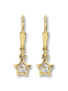 ONE ELEMENT Серьги-подвески в форме звезды из циркония, из желтого золота 333 пробы