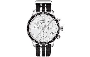 TISSOT Часы Time Jog Collection Quartz Movement Men's Watch Watch 42mm White Dial Stainless Steel Case Nylon Strap, Black