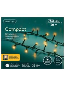 Lumineo Компактная светодиодная гирлянда COMPACT 750, 16 м, зеленый кабель, классический теплый белый цвет