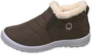 Женские удобные мягкие зимние ботинки с плюшевой подкладкой, легкие короткие сапожки на меху для улицы, водонепроницаемые, без шнурков Generic, Brown