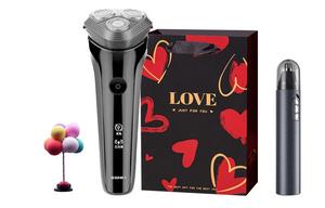 RS300 роторная бритва из нержавеющей стали тройное лезвие сменная моющаяся головка умная перезаряжаемая быстрая зарядка за 1 час SID, черный