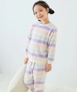 Детская пушистая флисовая пижама с длинным рукавом, домашняя одежда, коллекция осень/зима 2025 Devirock, цвет 010-Border-Off White