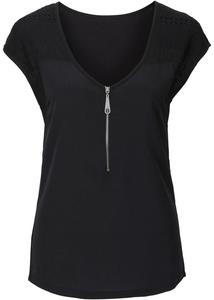 Рубашка с кружевной вставкой Bodyflirt, черный