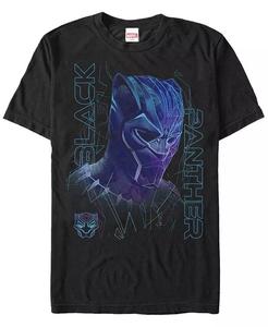 Футболка с коротким рукавом для мужчин Marvel Black Panther Neon Line Art Panther Fifth Sun, черный